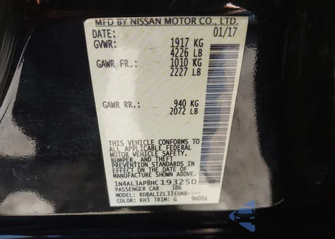 2017 Nissan Altima 2.5 Sv из США, поврежденный, VIN 1N4AL3AP8HC193250